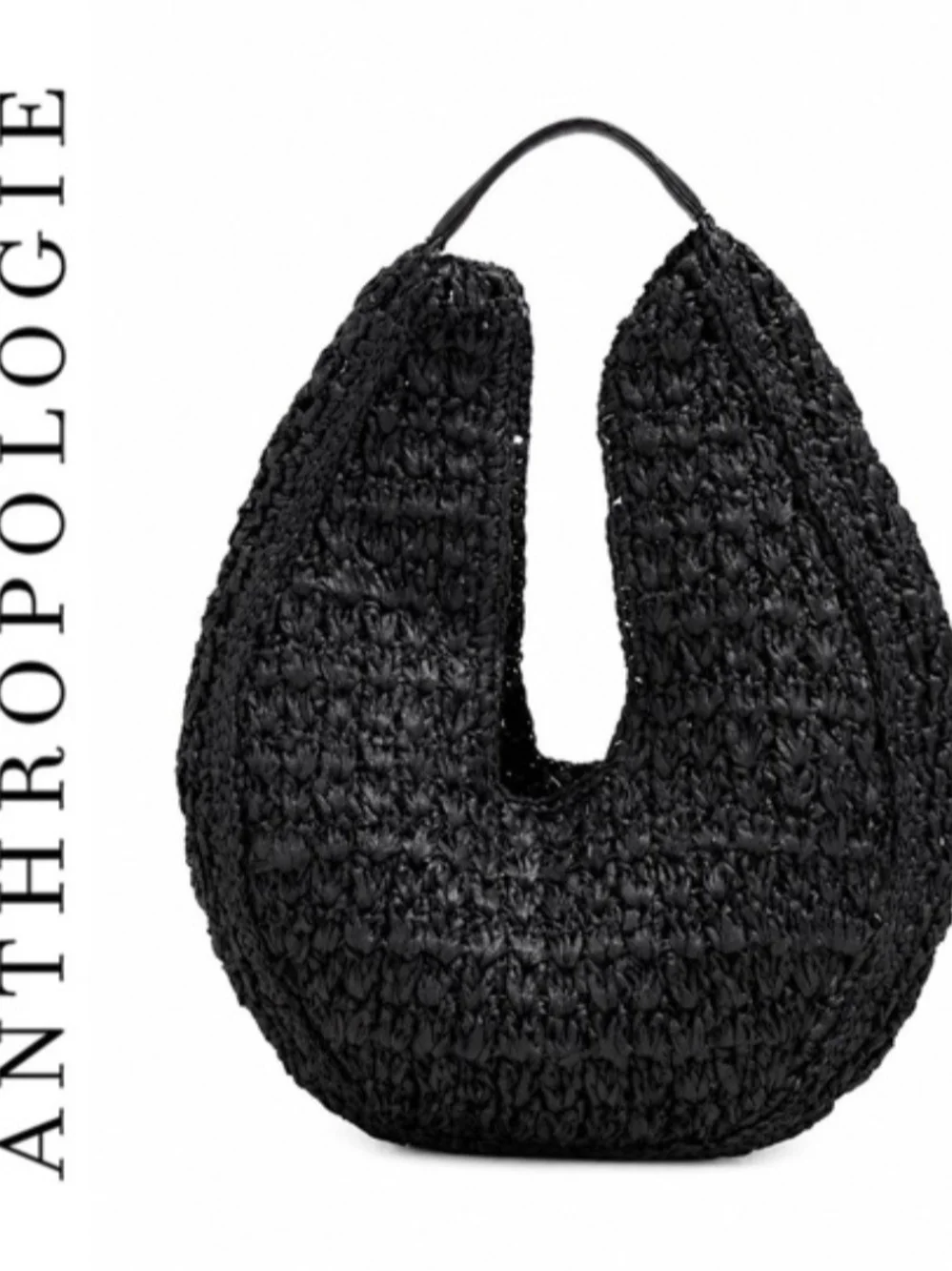 By Anthropologie Large Raffia Slouchy U-Shaped Hobo Bag NWT